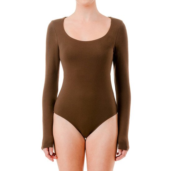 Bodysuit café cuello redondo
