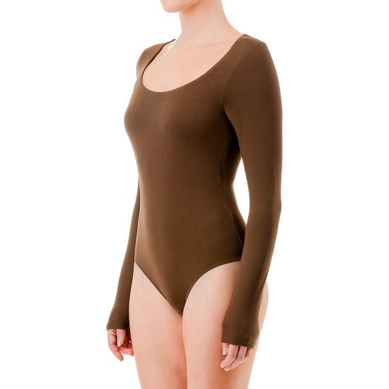 Bodysuit café cuello redondo