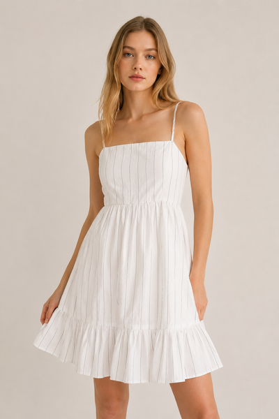 VESTIDO BLANCO RAYAS NEGRAS