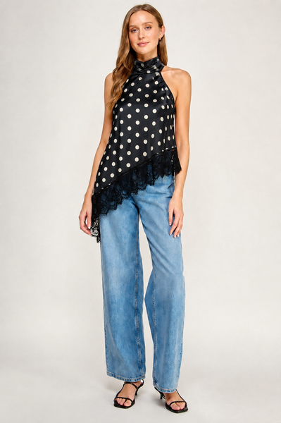Blusa negra halter punto