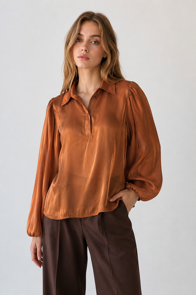 Blusa café manga