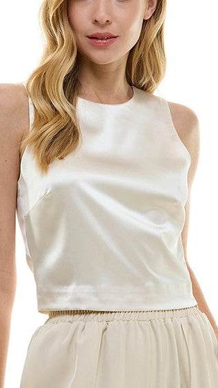Crop top beige satin