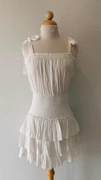 VESTIDO BLANCO TIRANTES HOLANES