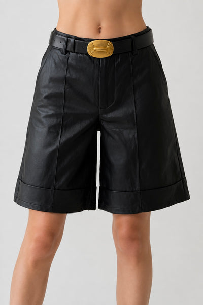 Shorts negro piel