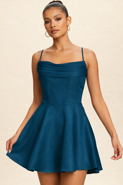 Vestido azul volado