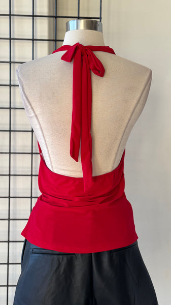 Blusa roja cruz halter