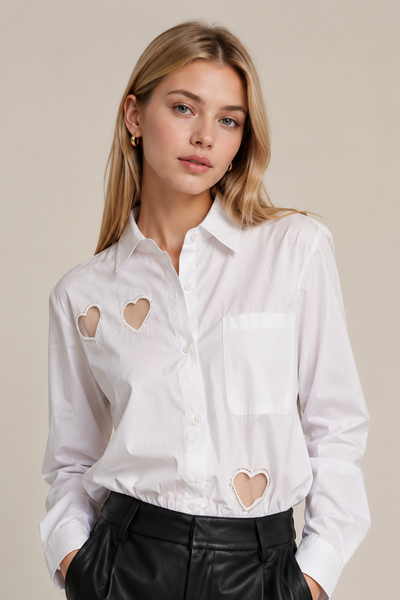 Blusa camisola blanca corazón