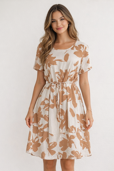 Vestido suelto moca a media pierna