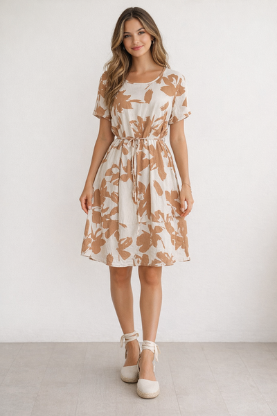 Vestido suelto moca a media pierna