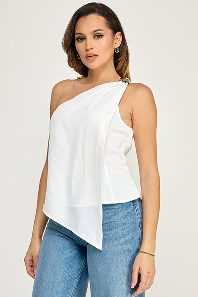 Blusa blanca un hombro