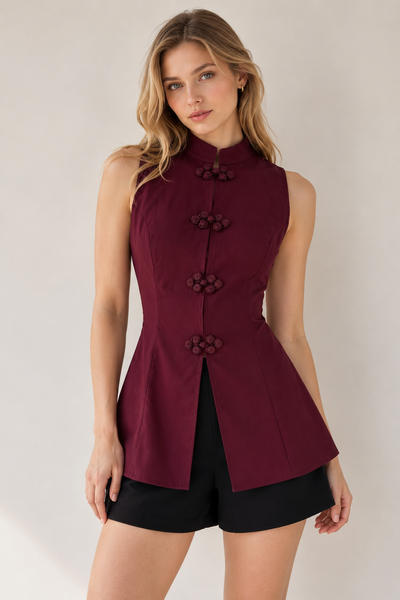Blusa vino sin manga