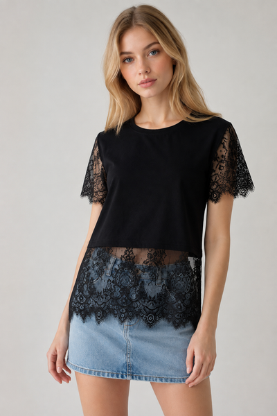 Blusa negra encaje