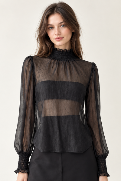 BLUSA NEGRA TRANPARENTE CUELLO