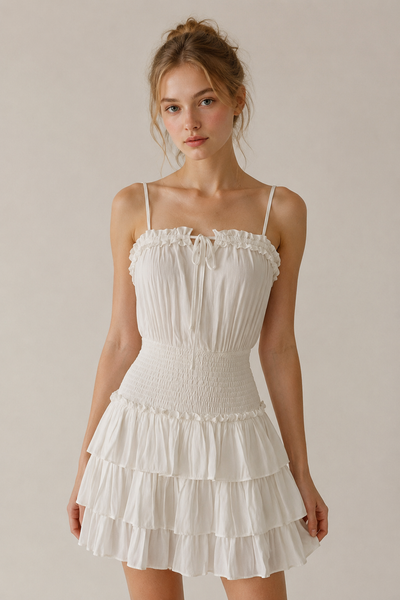 VESTIDO BLANCO CORRUGADO