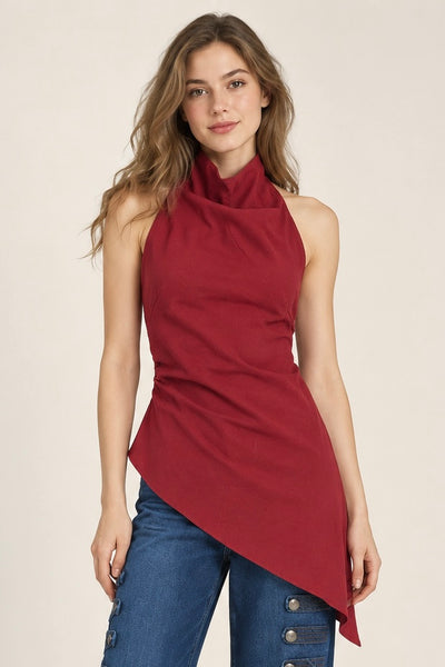 Blusa vino halter