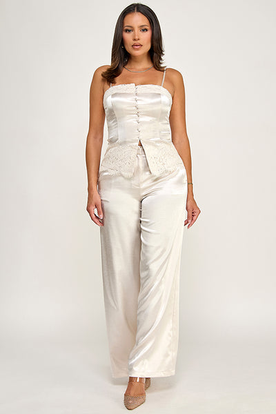 Conjunto beige satín