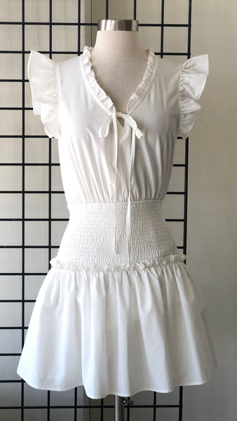 VESTIDO BLANCO ABDOMEN CORRUGADO