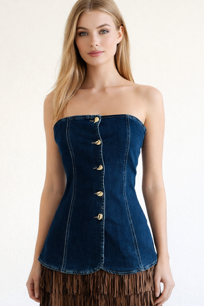 Blusa mezclilla strapless
