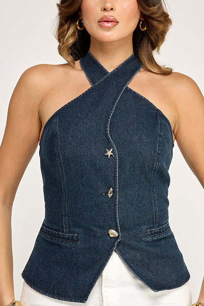 Blusa chaleco mezclilla