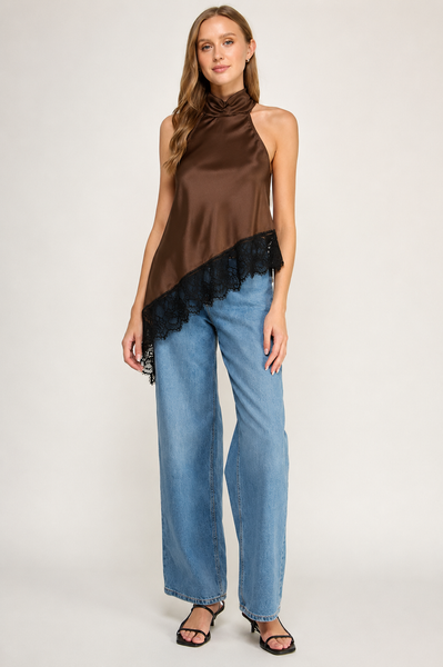 Blusa café halter