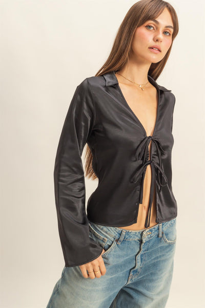 Blusa negra abierta