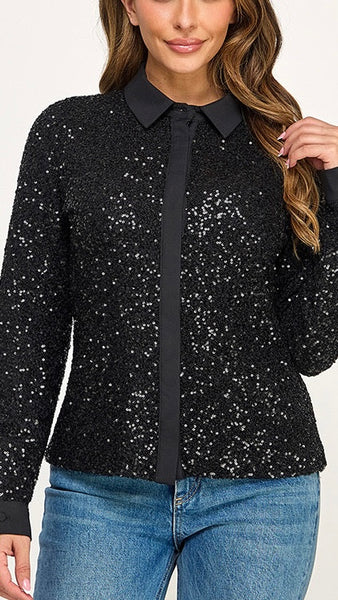 Blusa negra lentejuela