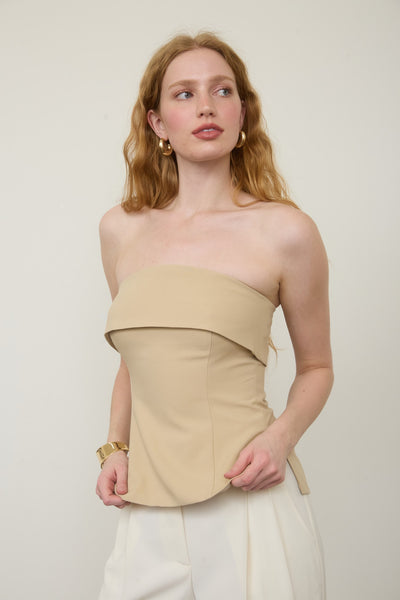 Blusa beige strapless