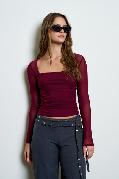 Blusa vino mesh