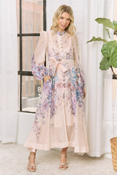 Vestido rosa largo