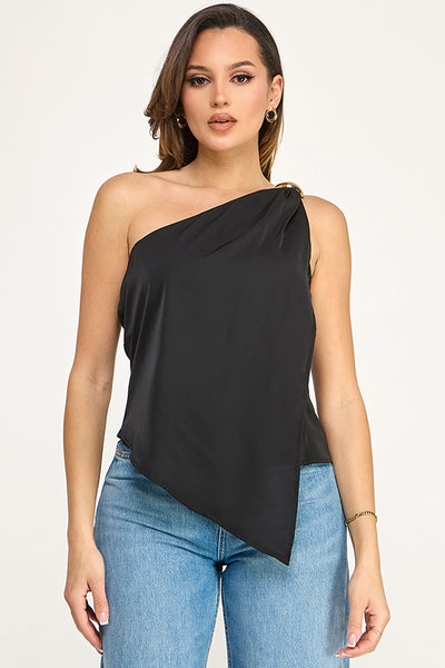 Blusa negra un hombro