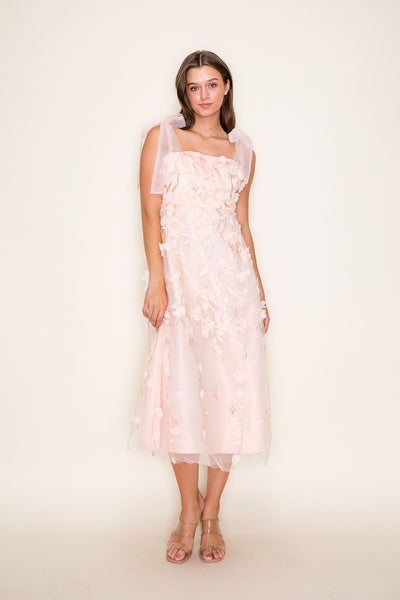 Vestido coral a media pierna