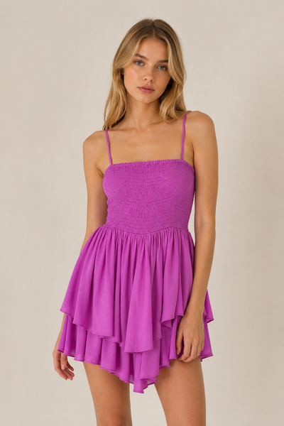 ROMPER ROSA BUSTO CORRUGADO