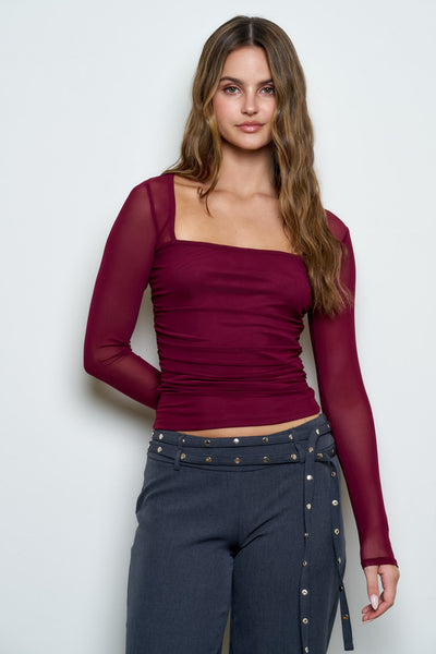 Blusa vino mesh