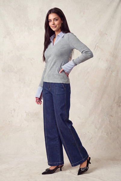 Suéter gris camisola