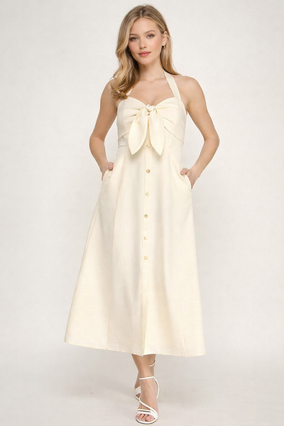 Vestido beige a media pierna