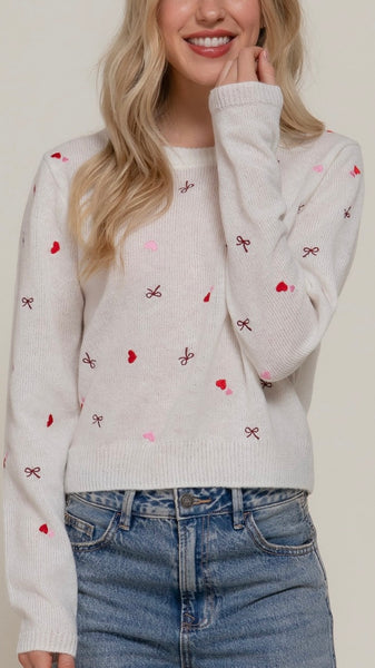 Suéter blanco corazón