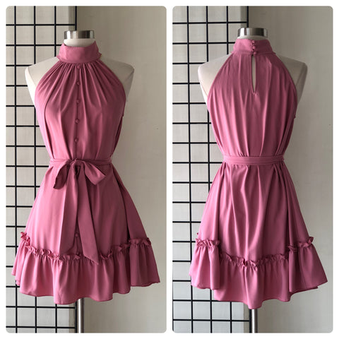 Vestido rosa halter suelto