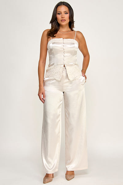 Conjunto beige satín