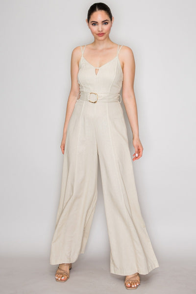 Jumpsuit beige lino