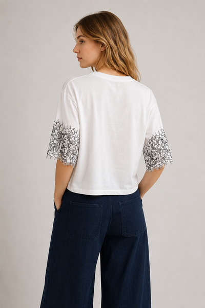 Blusa camiseta blanca encaje