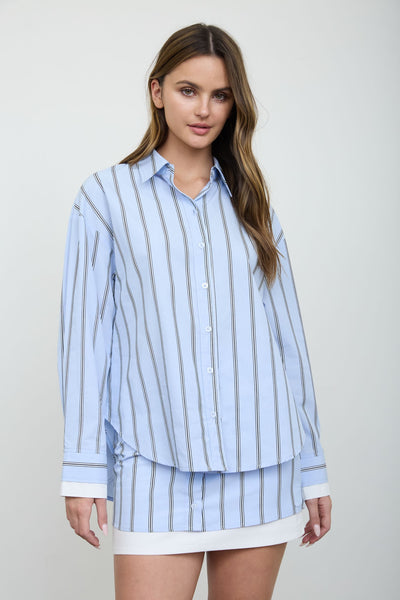 Blusa azul rayas camisola