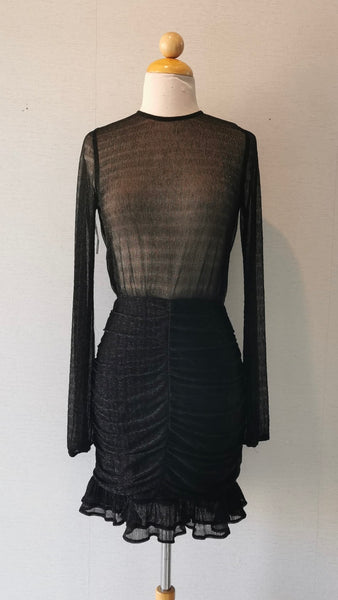 VESTIDO NEGRO TRANSPARENTE MANGAS