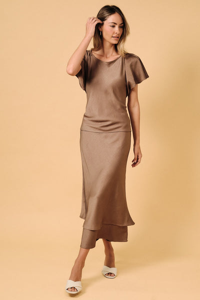 Blusa beige moca manga