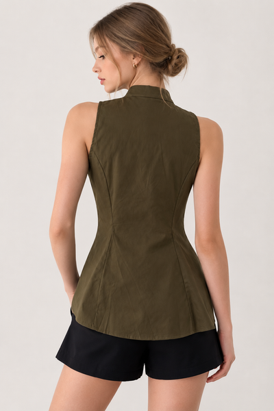 Blusa verde sin manga napoléon
