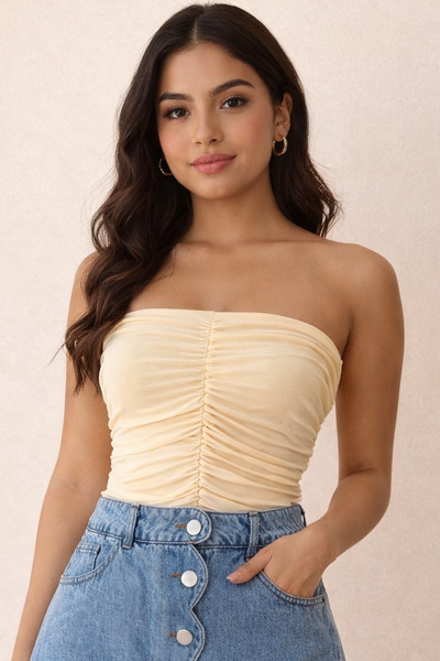 Blusa amarilla strapless