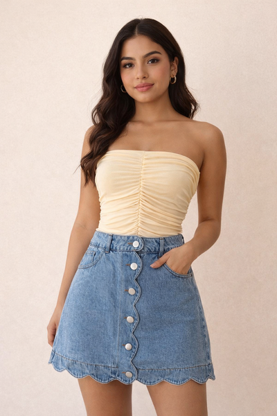 Blusa amarilla strapless
