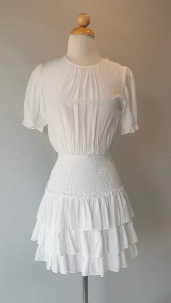 VESTIDO BLANCO ABDOMEN CORRUGADO
