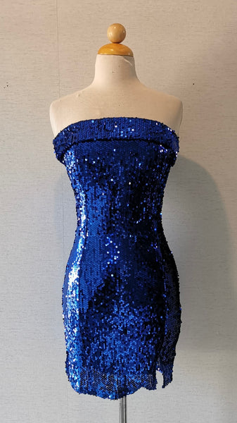 VESTIDO AZUL LENTEJUELA