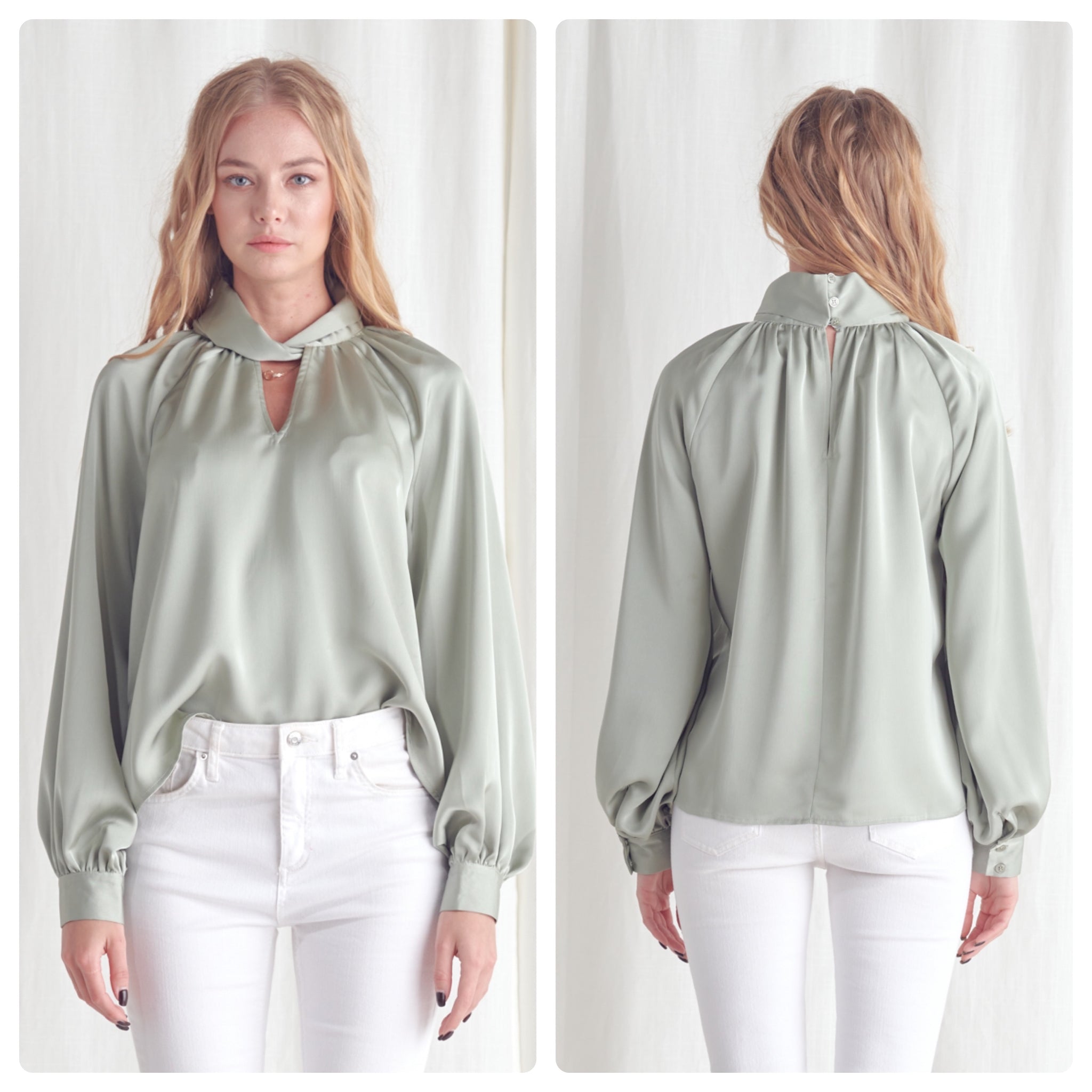 Blusa verde clara cuello