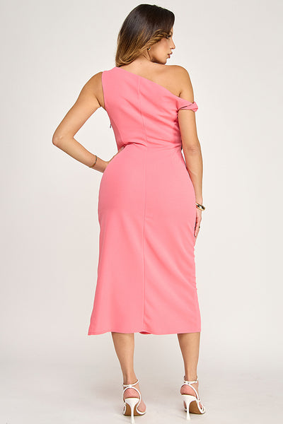 Vestido coral a media pierna